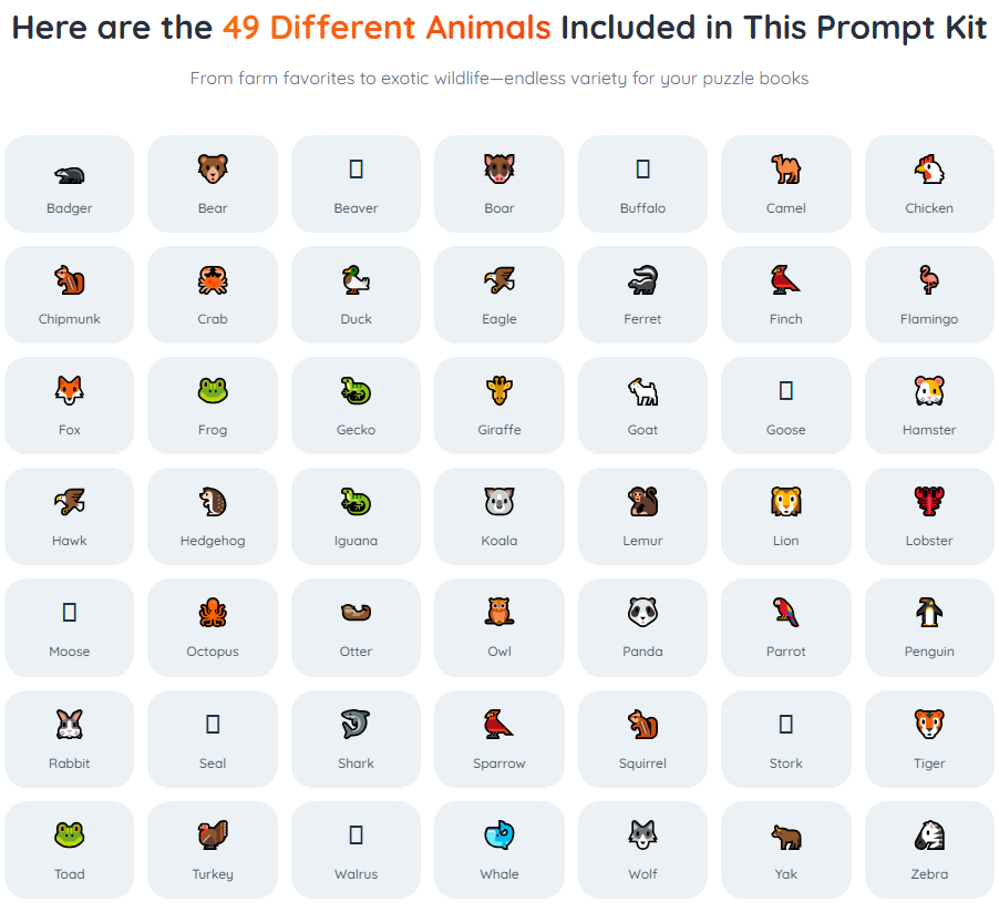 Animal Spot-The-Difference Prompt Kit review